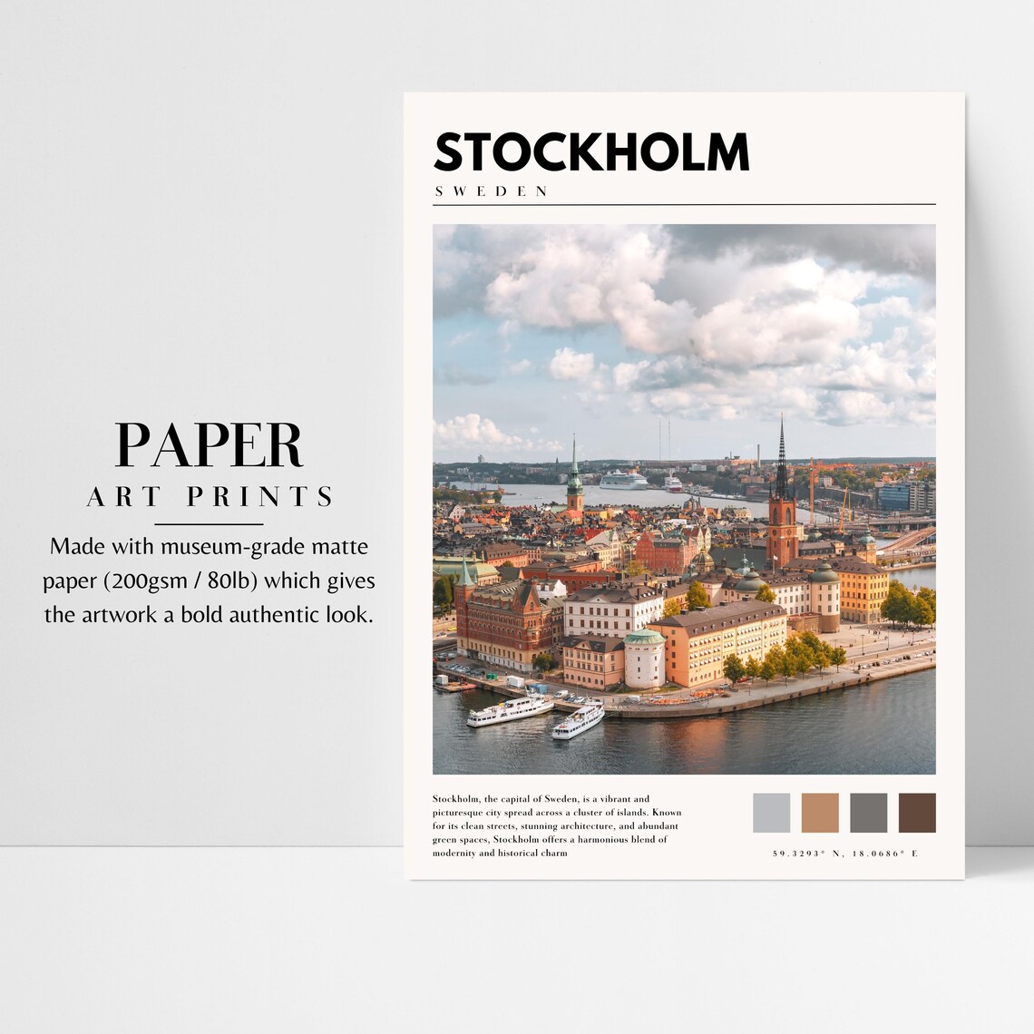 Stockholm Sweden Travel Poster, Scandinavian Decor - Image 3