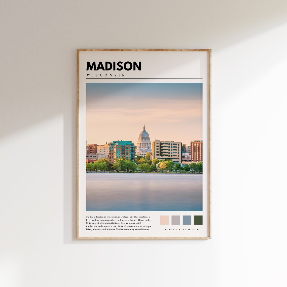Madison Wisconsin Travel Poster, City Wall Art Print