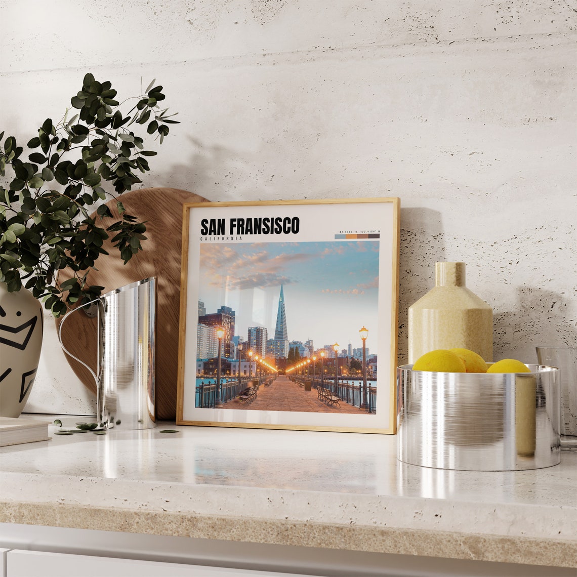 San Francisco Poster with Ferry Building and Embarcadero at Dusk View - Image 4