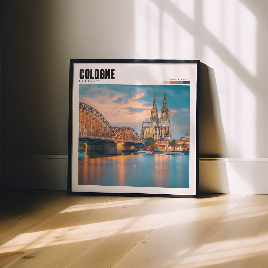 Cologne Cathedral and Hohenzollern Bridge at Sunset City Poster - Image 3