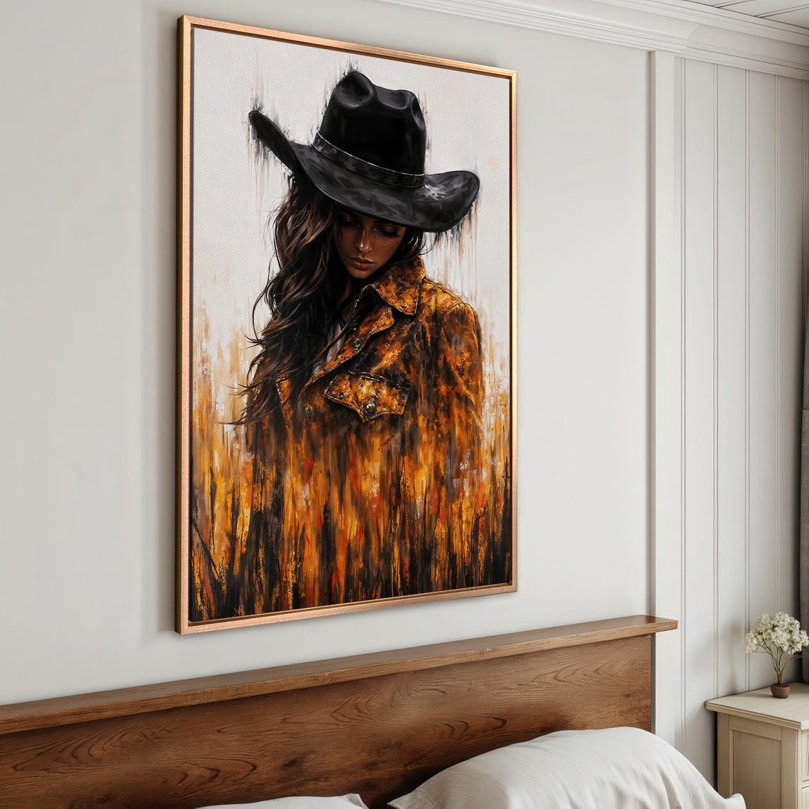 Rustic Cowgirl Framed Print Western Wall Art Country Style Painting Wild West Decor Gift For Cowboys Ready To Hang - Image 4