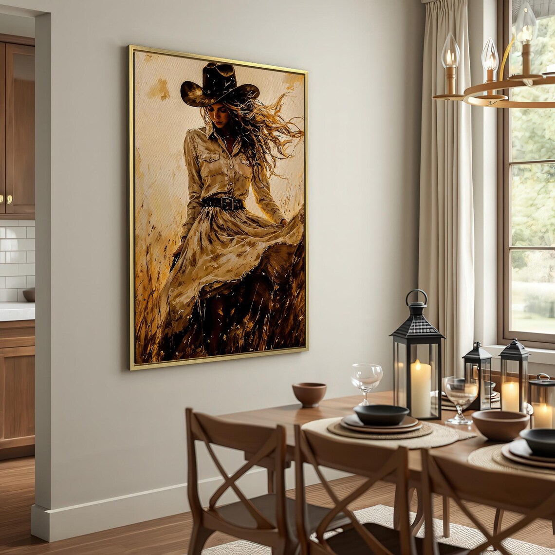 Vintage Cowgirl Art Print, Rustic Western Decor - Image 2