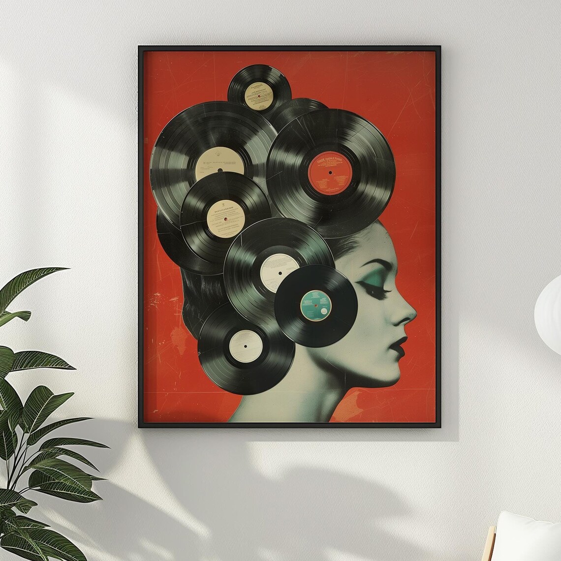 Vintage Vinyl Records Collage Poster Print
