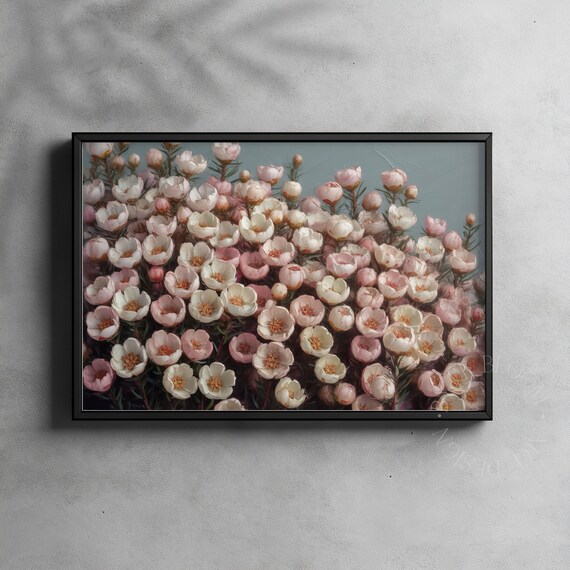 Blush Pink Waxflower Oil Painting Textured Floral Bloom Poster