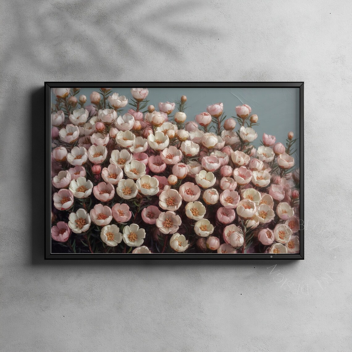 Textured Waxflower Oil Paint Print Blush Pink Floral Wall Art Impasto Botanical