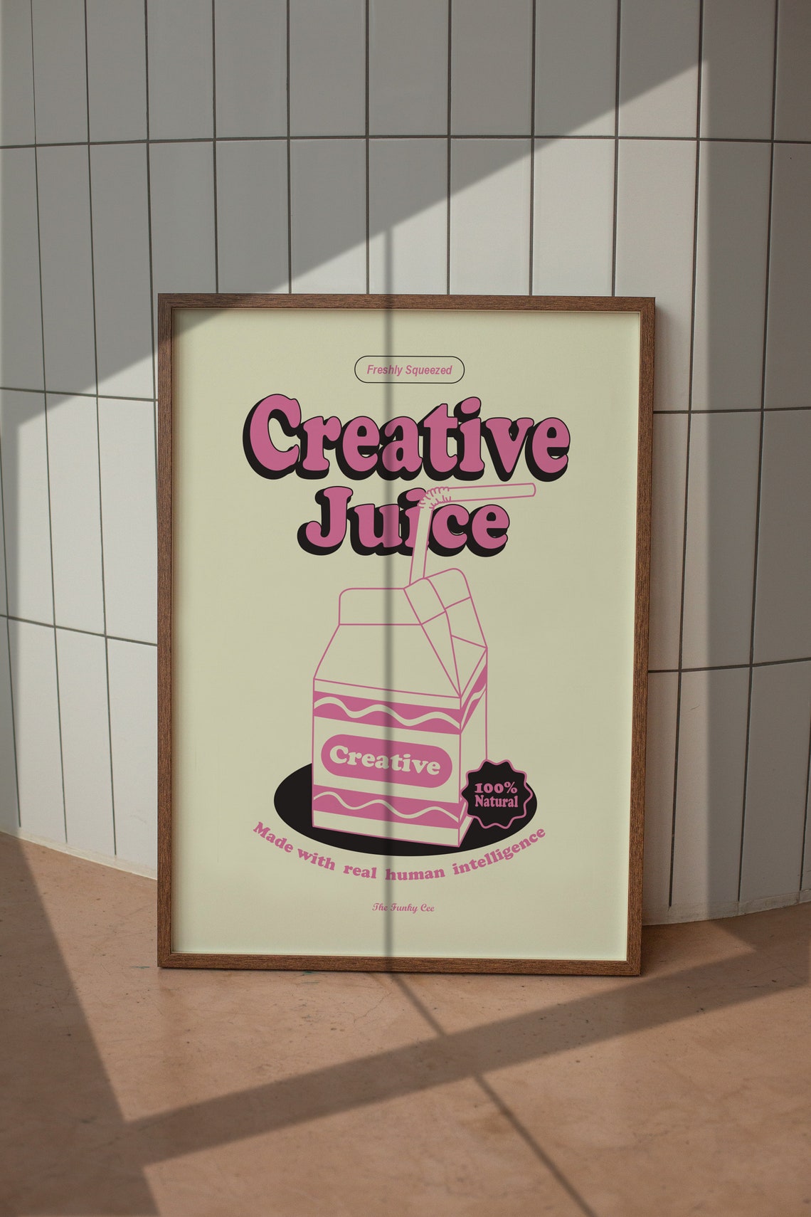 Creative Juice Freshly Squeezed Pink Retro Juice Carton Art Poster - Image 5