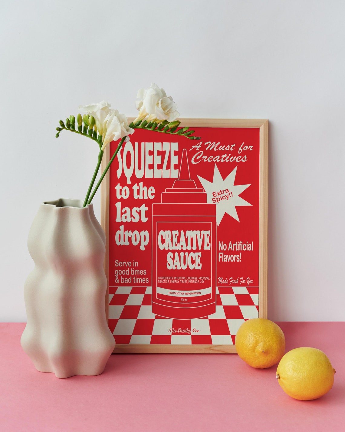 Creative Sauce Squeeze to the Last Drop Retro Red Diner Ad Poster - Image 2