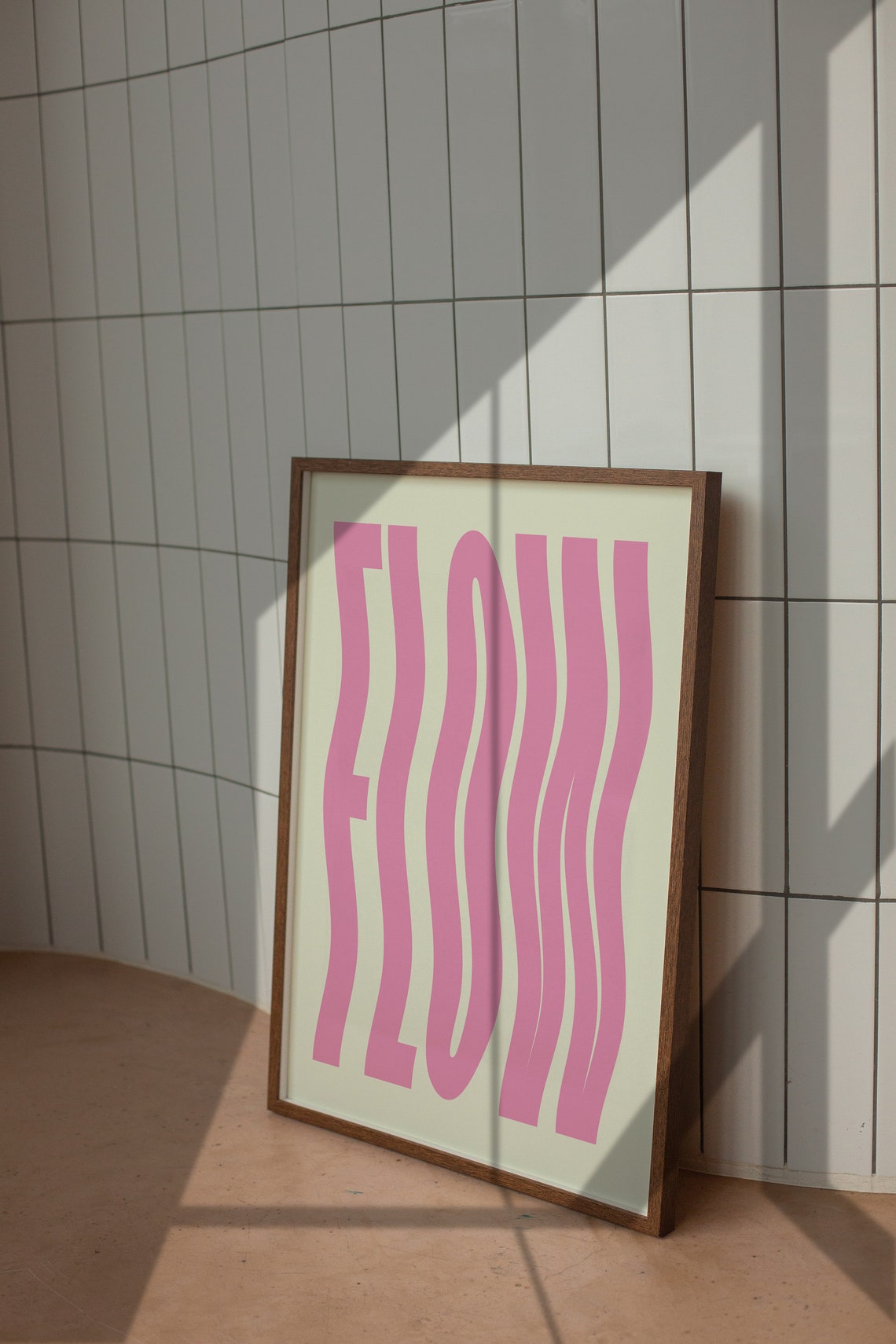 Flow Wavy Pink Letters Cream Retro Minimalist Typography Poster - Image 4