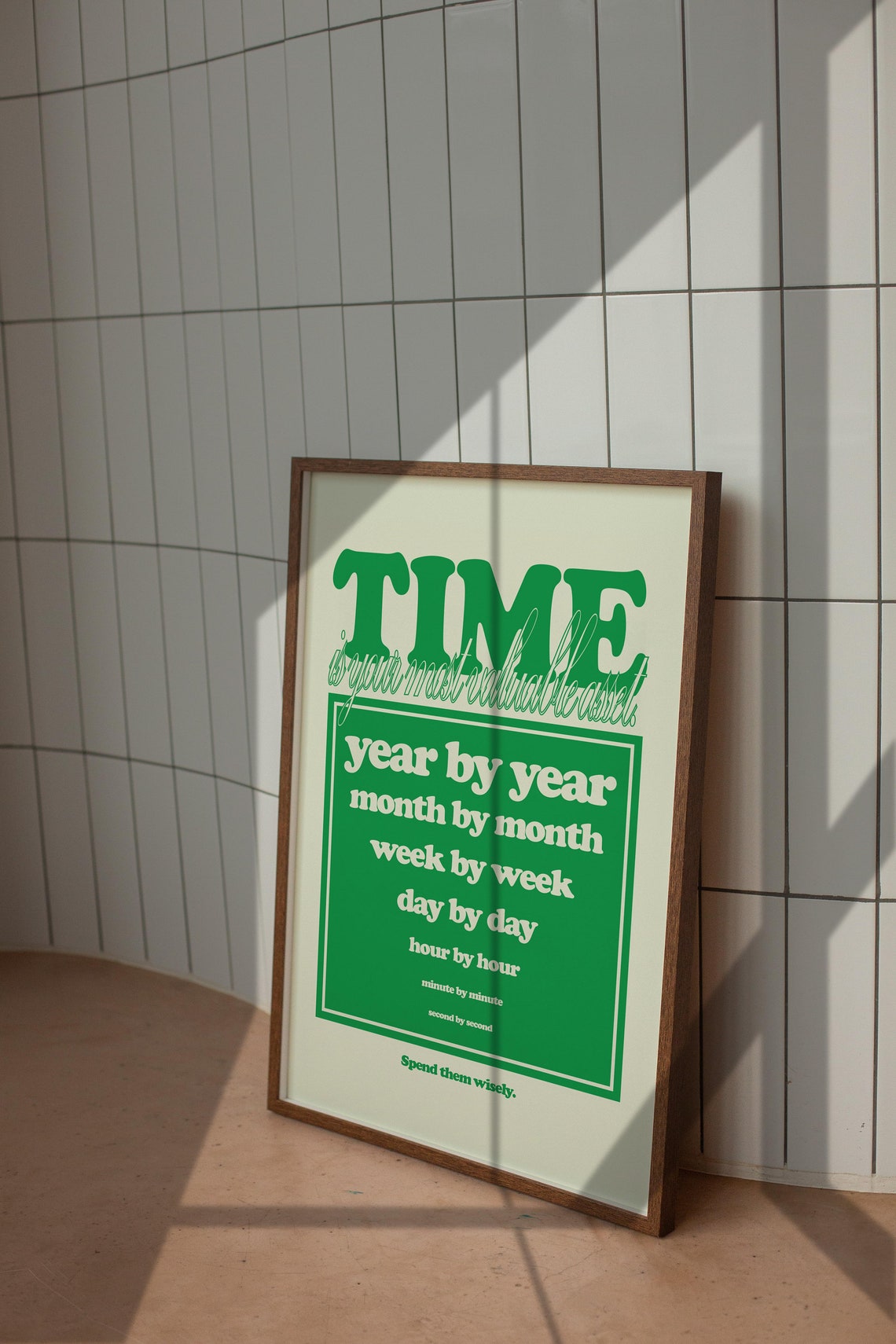 Time Is Your Most Valuable Asset Green Retro Motivational Poster - Image 4