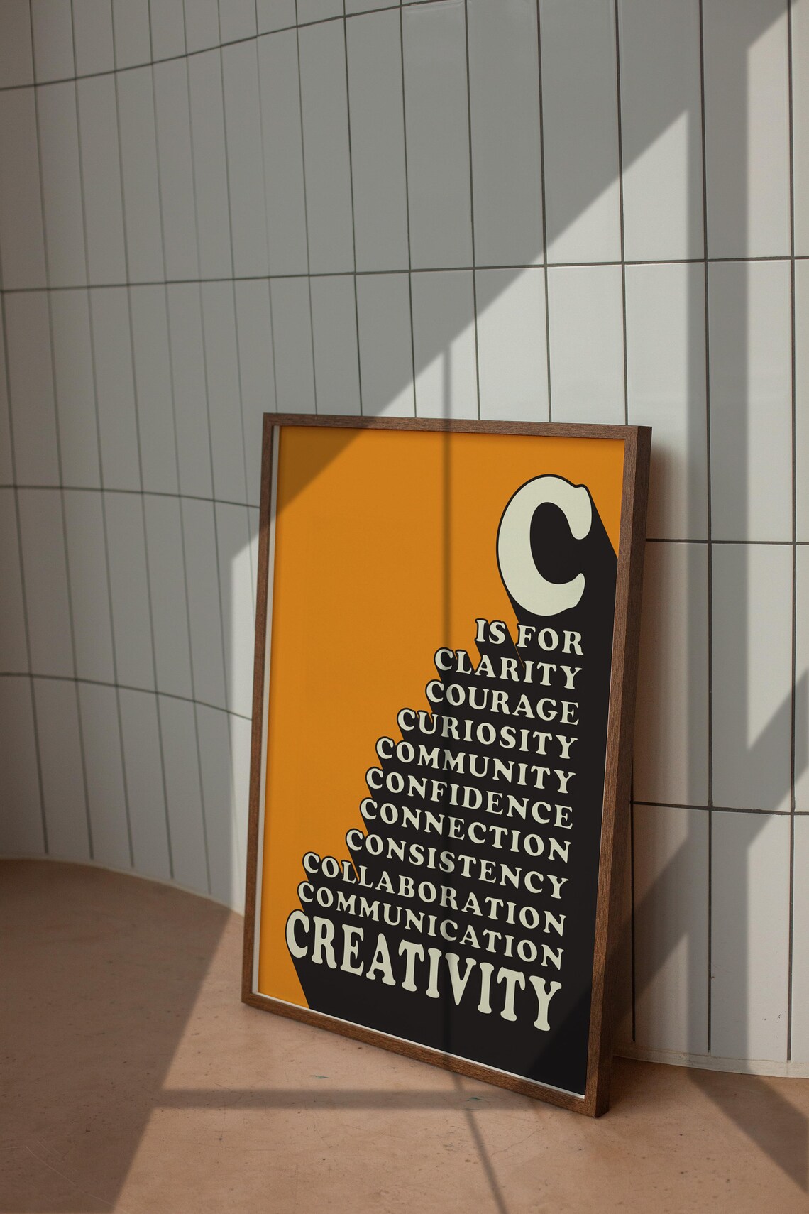 C Is for Clarity Courage Curiosity Retro Orange Alphabet Art Poster - Image 4