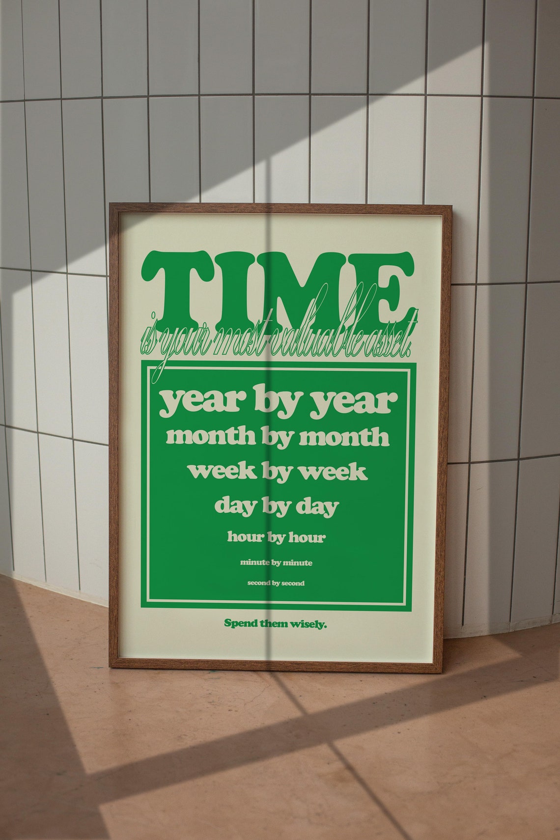 Time Is Your Most Valuable Asset Green Retro Motivational Poster - Image 5