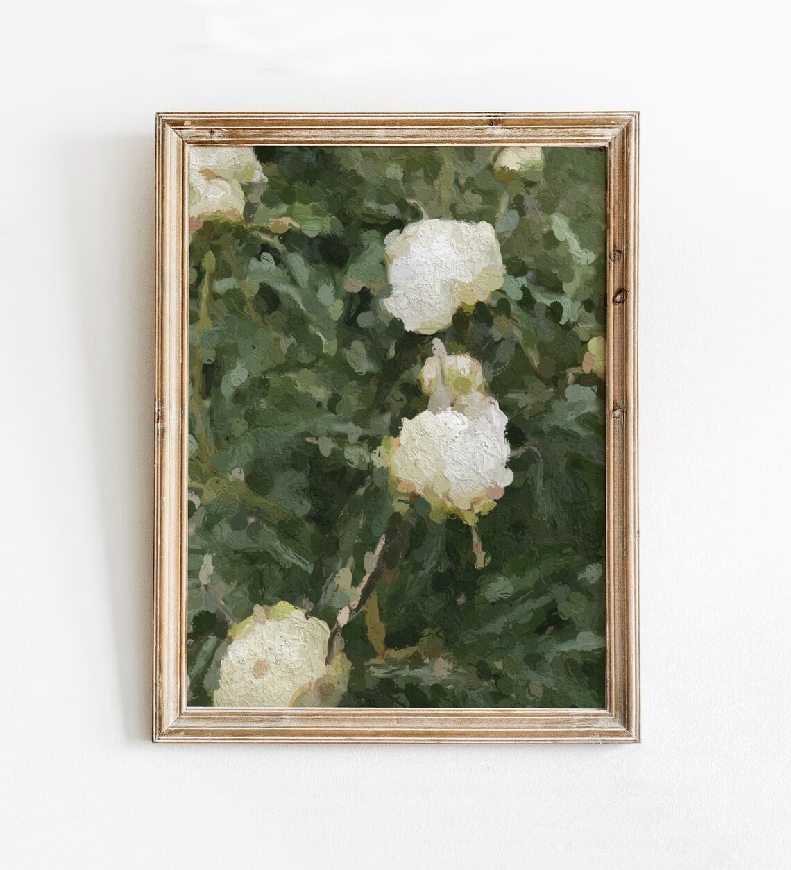 White Peonies In Green Garden Impressionist Floral Oil Poster