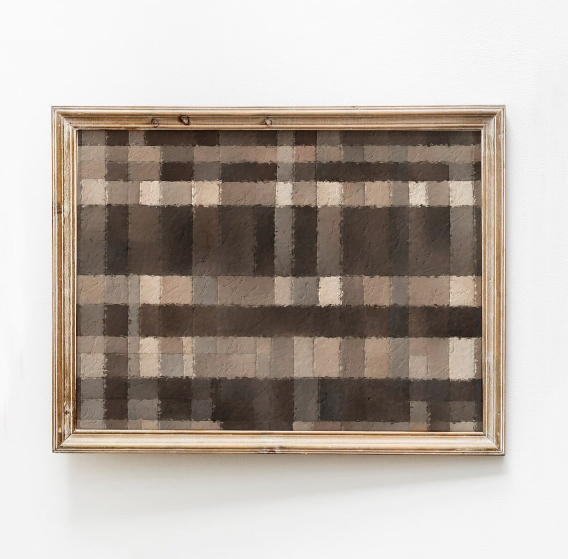 Plaid Abstract Checkered Art Print, Modern Watercolor