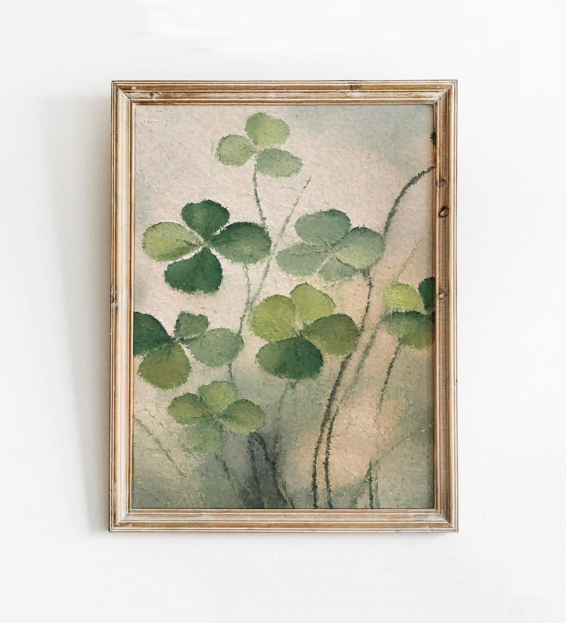 Green Clover Watercolor Botanical Shamrock Leaves Fine Art Print