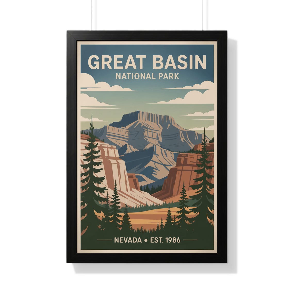 Great Basin National Park Nevada Mountain Peaks Retro Poster