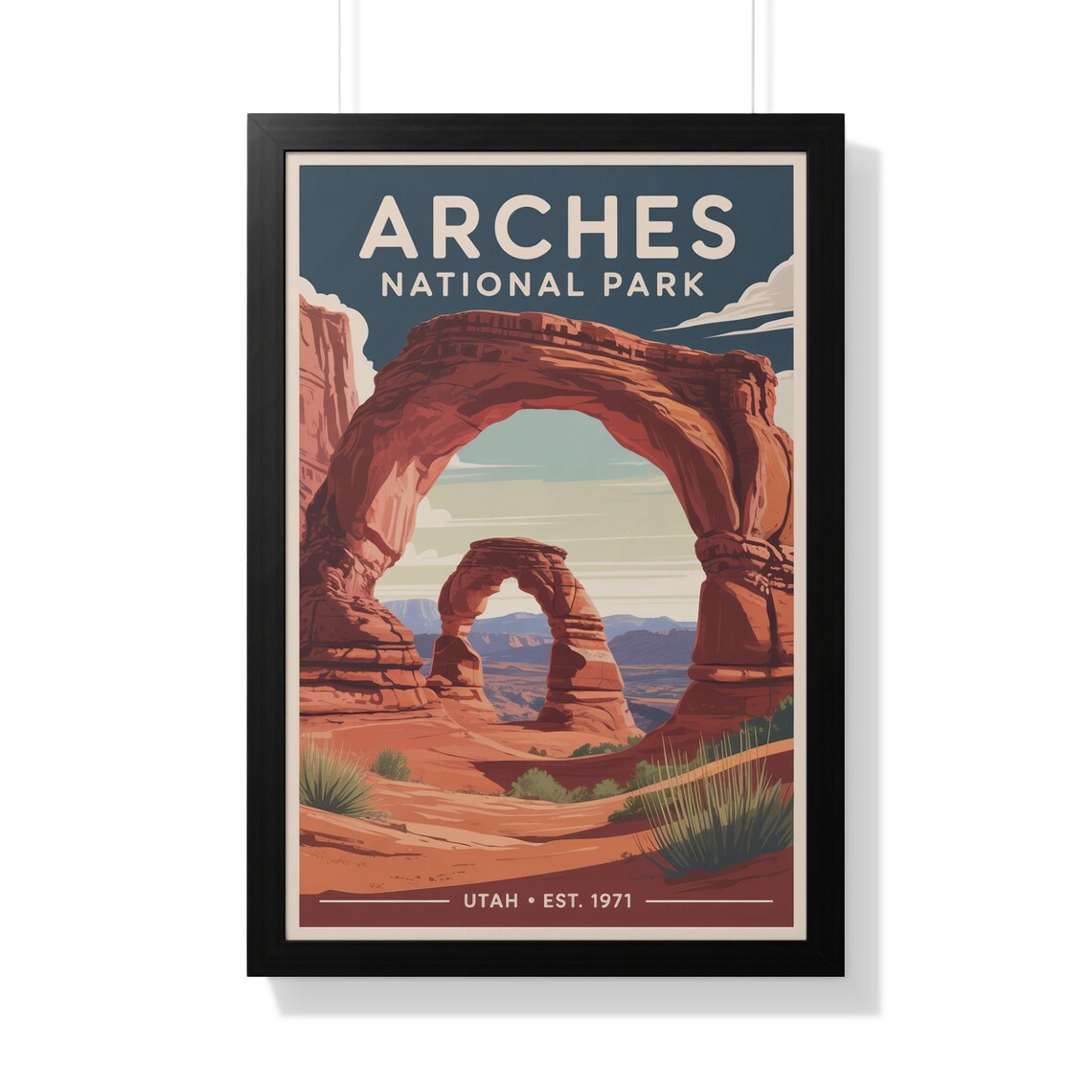 Arches National Park Utah Double Arch Red Rock Desert Vintage Poster
