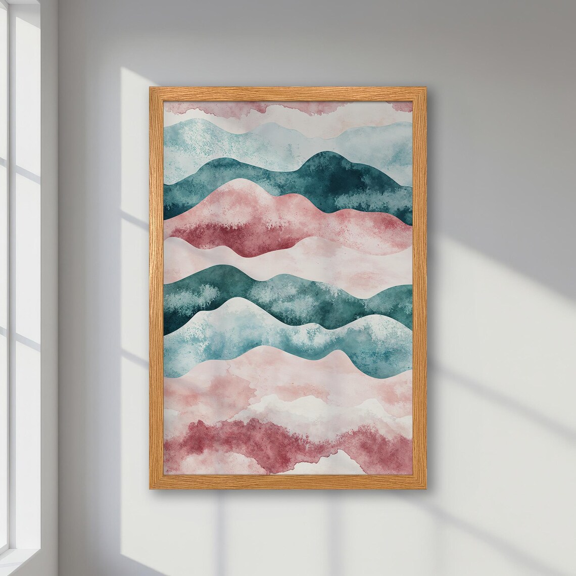 Pastel Watercolor Waves, Modern Minimalist Art Print