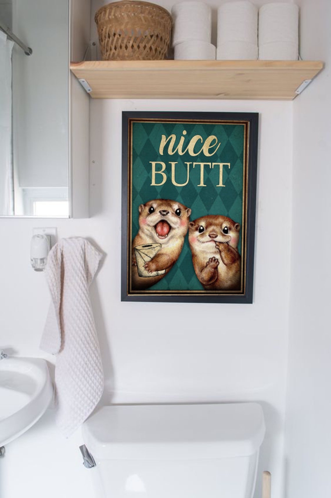 Nice Butt Sweet Otters Bathroom Decor Wall Art For Bathroom Funny Art Home Decor Funy Wall Art - Image 3