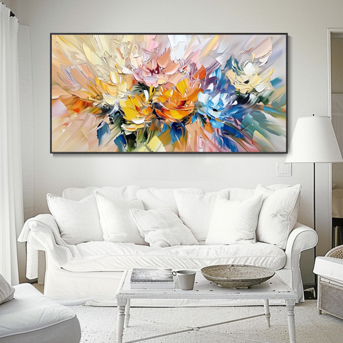 Abstract Flower Hand Oil Painting Original Living Room Wall Art Modern Fashion Floral Landscape Gift For Her Artworks Christmas Gift - Image 2