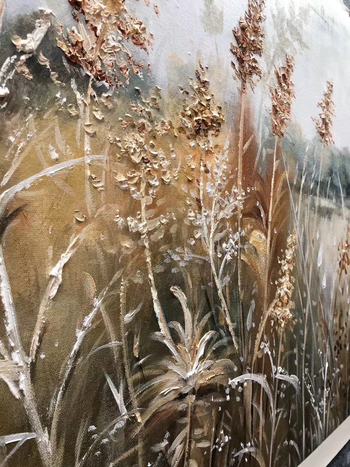 Autumn Reeds Abstract Modern Impressionism Art Print - Image 2