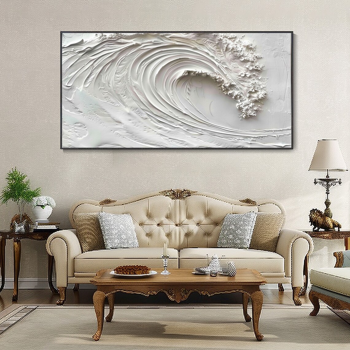 3D Ocean Waves Abstract Art, Coastal Wall Art Print - Image 3