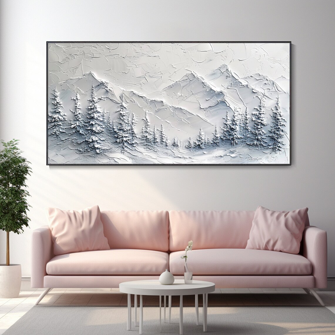 Abstract Snow Mountain Oil Painting, Wabi Sabi Art Print - Image 3