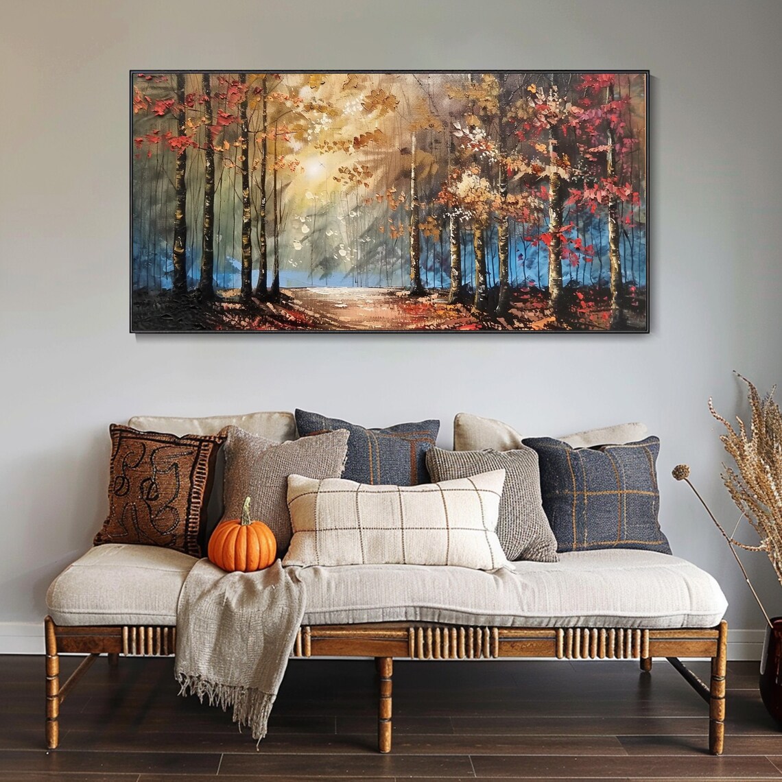 Abstract Forest Autumn Scenery, Bedroom Art Print - Image 3