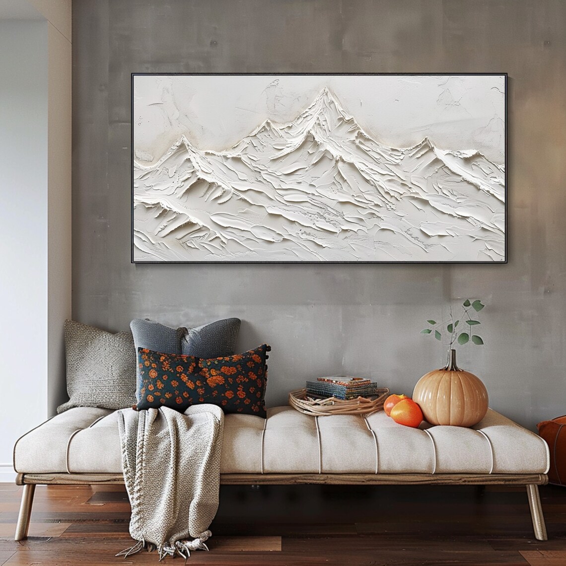 Abstract Mountain Landscape, Textured Oil Art Print - Image 3