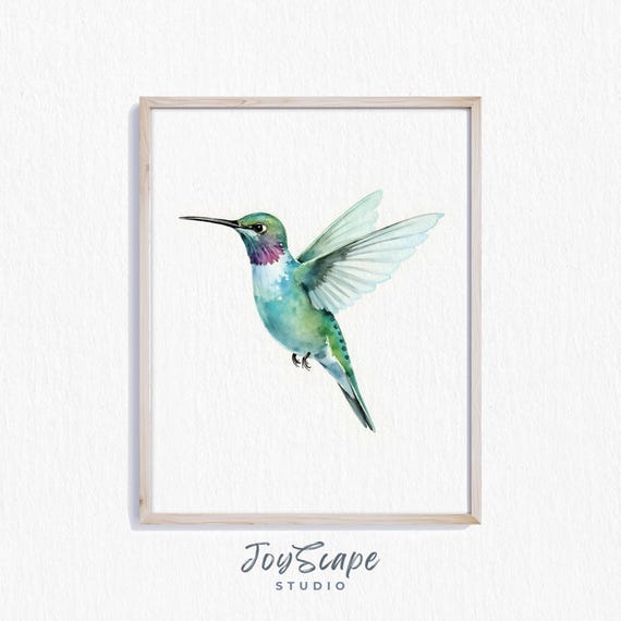 Hummingbird Wall Art Vibrant Watercolor Bird Natureinspired Decor Rustic Nursery Print Earthy Beauty 262