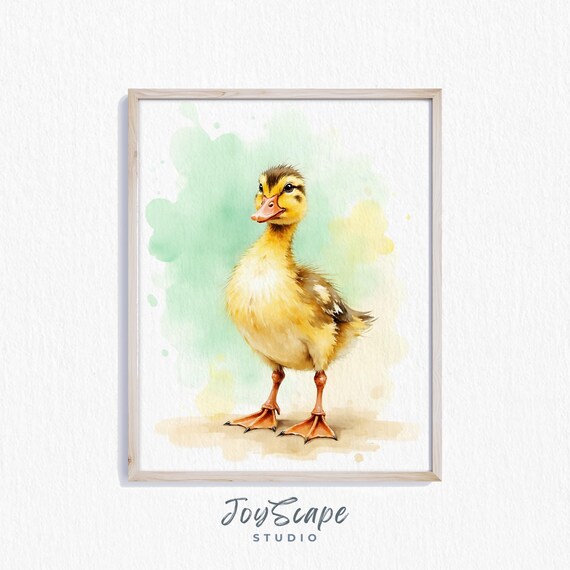 Welsh Harlequin Duckling Watercolor Standing Baby Duck Nursery Poster