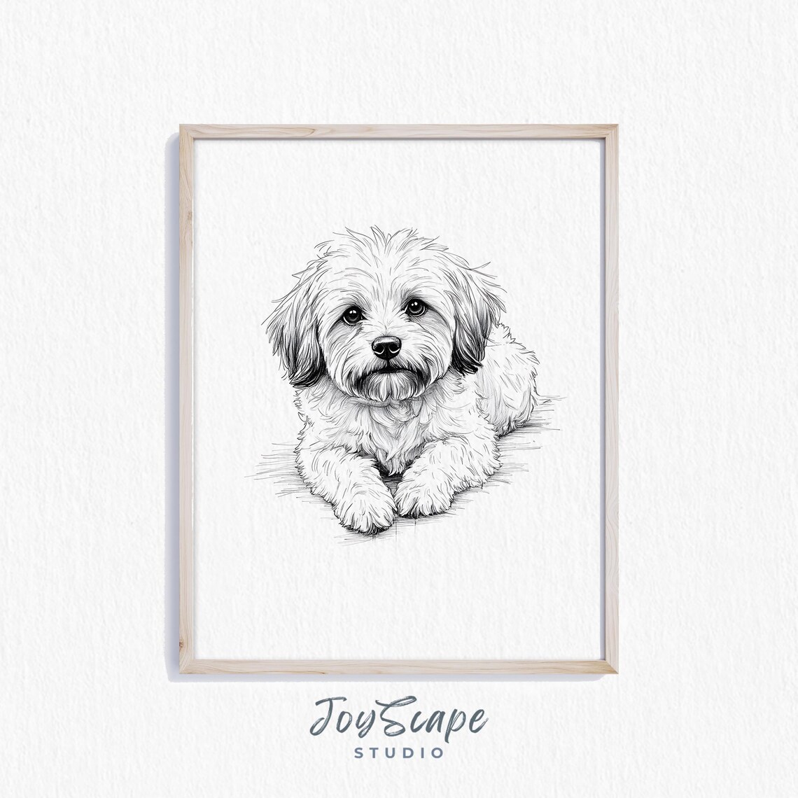 Havanese Dog Sketch Rustic Pet Portrait Wall Art Charming Illustration Vintage Style Decor Print