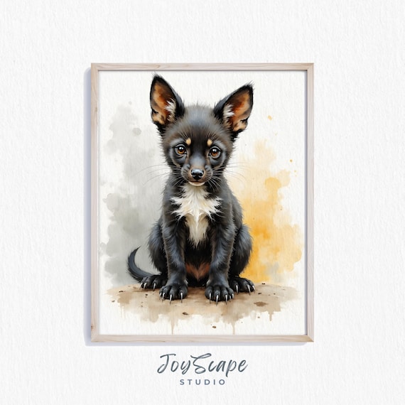 Baby Tasmanian Devil Watercolor Cute Wildlife Nursery Art Print