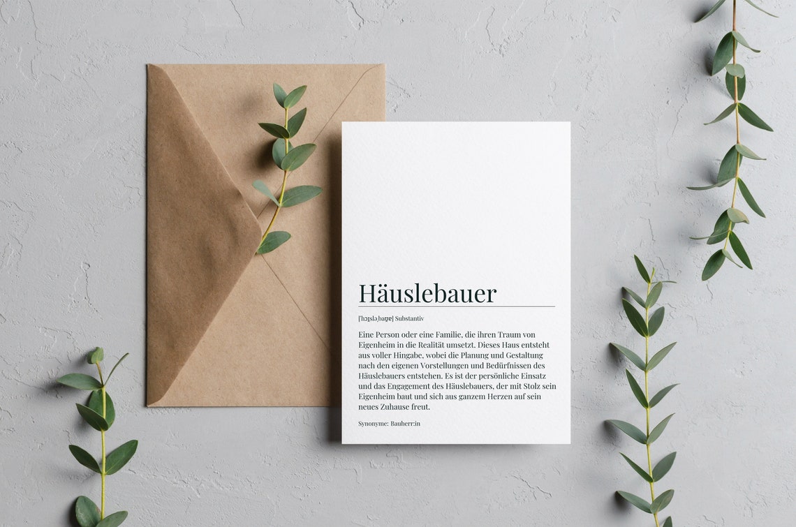 Hauslebauer German Word Definition New Home Builder Gift Poster - Image 4