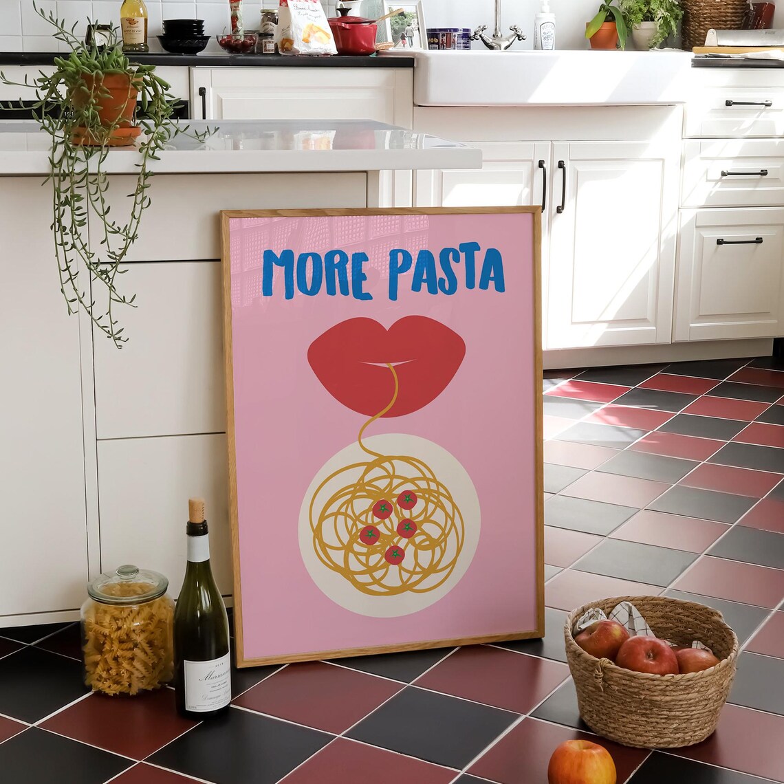 More Pasta Retro Italian Food Poster, Kitchen Decor - Image 3