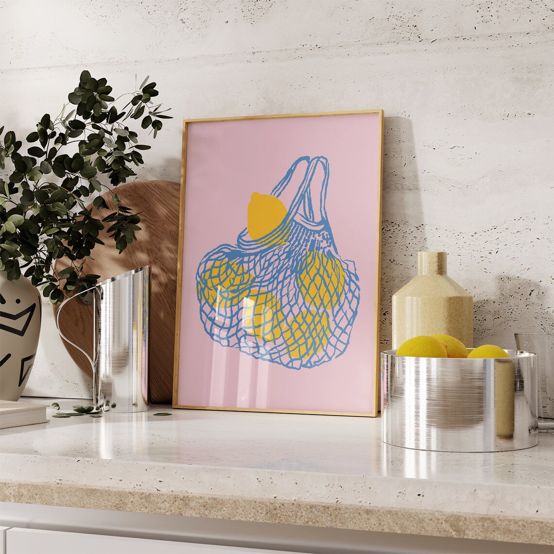 Lemons in a Bag Art Print, Trendy Kitchen Decor - Image 2