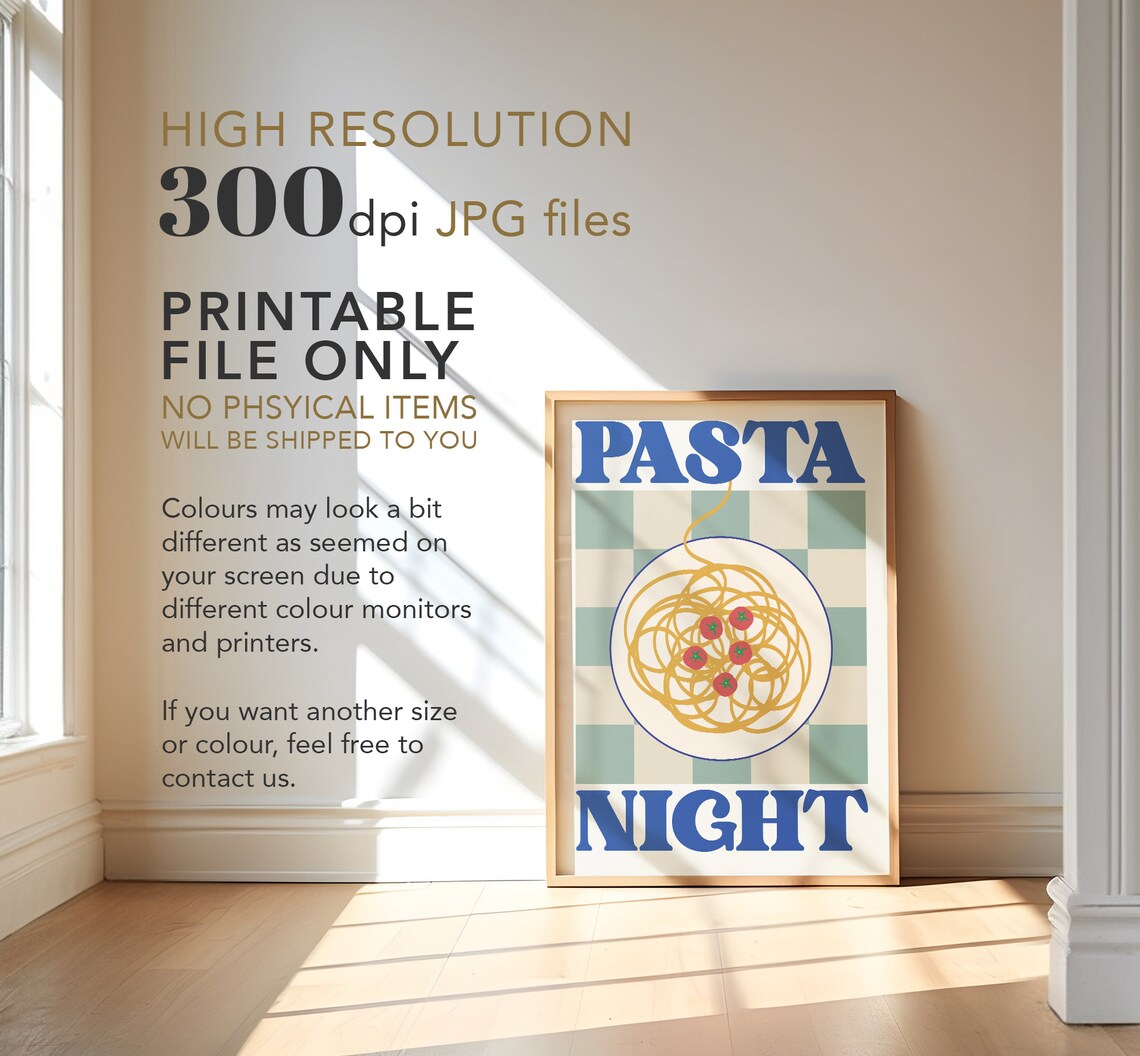 Pasta Night Trendy Kitchen Poster - Image 4
