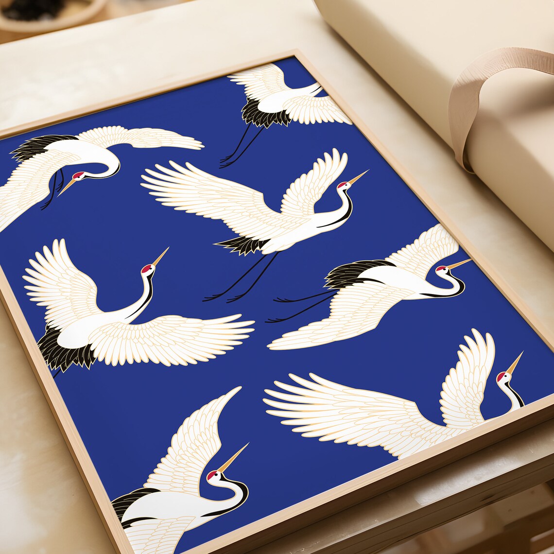 Japanese Cranes Vintage Birds Poster, Exhibition Art - Image 4