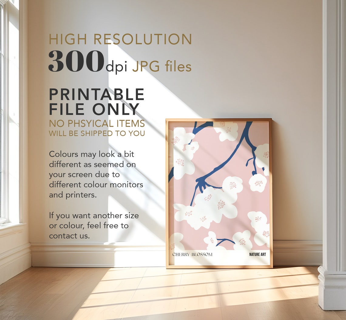 Cherry Blossom White Pink Floral Botanical Nature Study Wall Art - Image 3