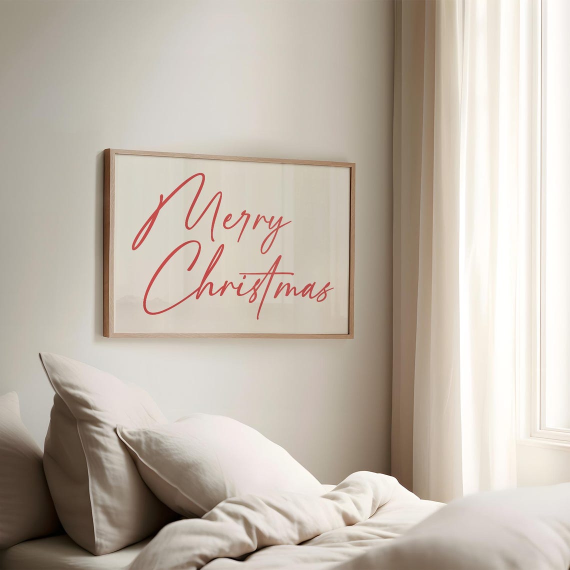 Merry Christmas Red Script Typography Minimalist Holiday Poster - Image 3