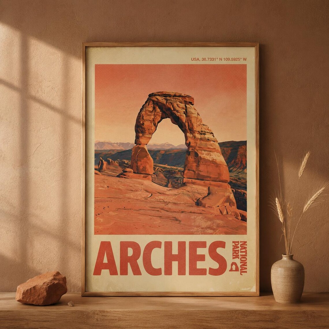 Arches National Park Delicate Arch Utah Vintage Desert Travel Poster