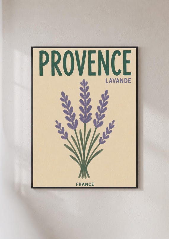 Provence Lavender Poster France Travel Print Lavande Floral Wall Art Purple Botanical