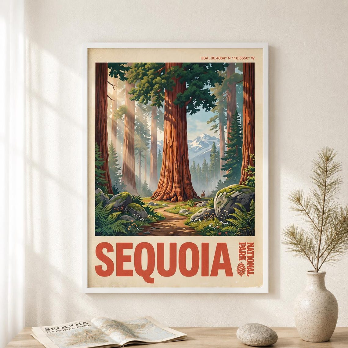 Sequoia National Park California Redwood Forest Travel Poster