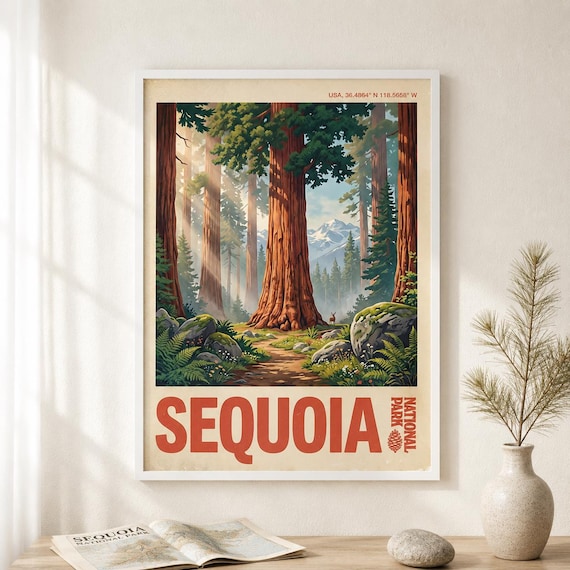 Sequoia National Park California Redwood Forest Travel Poster