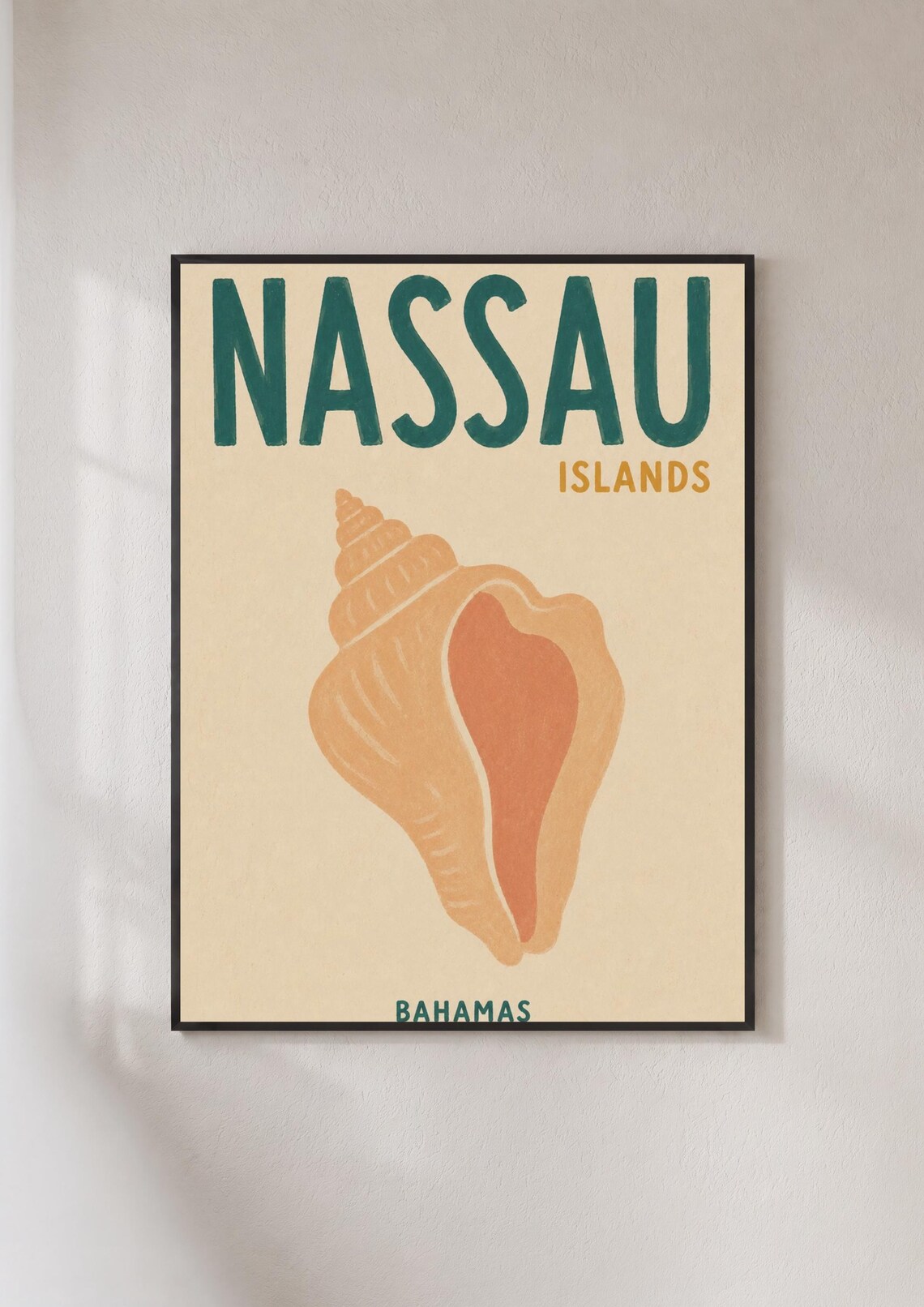 Nassau Bahamas Travel Poster, Retro Caribbean Islands