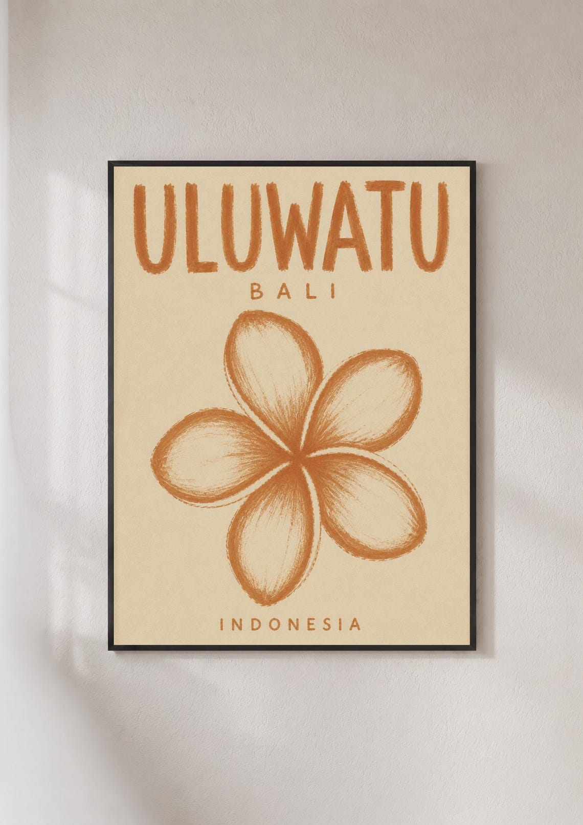 Uluwatu Bali Indonesia Frangipani Flower Retro Travel Poster