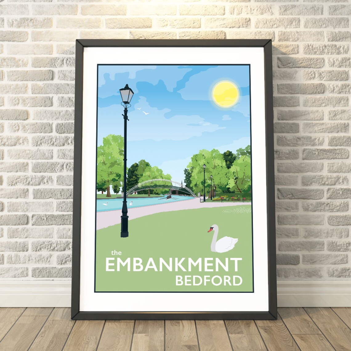 The Embankment Bedford Travel Poster, Memory Print