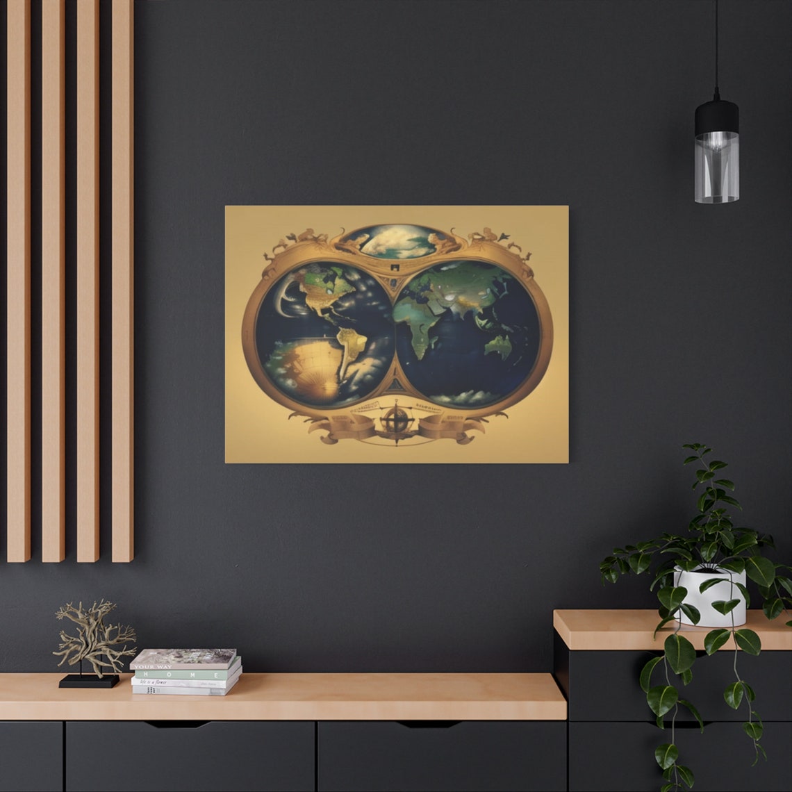 Ornate Gold Vintage World Map Compass Antique Style Wall Art Poster - Image 3