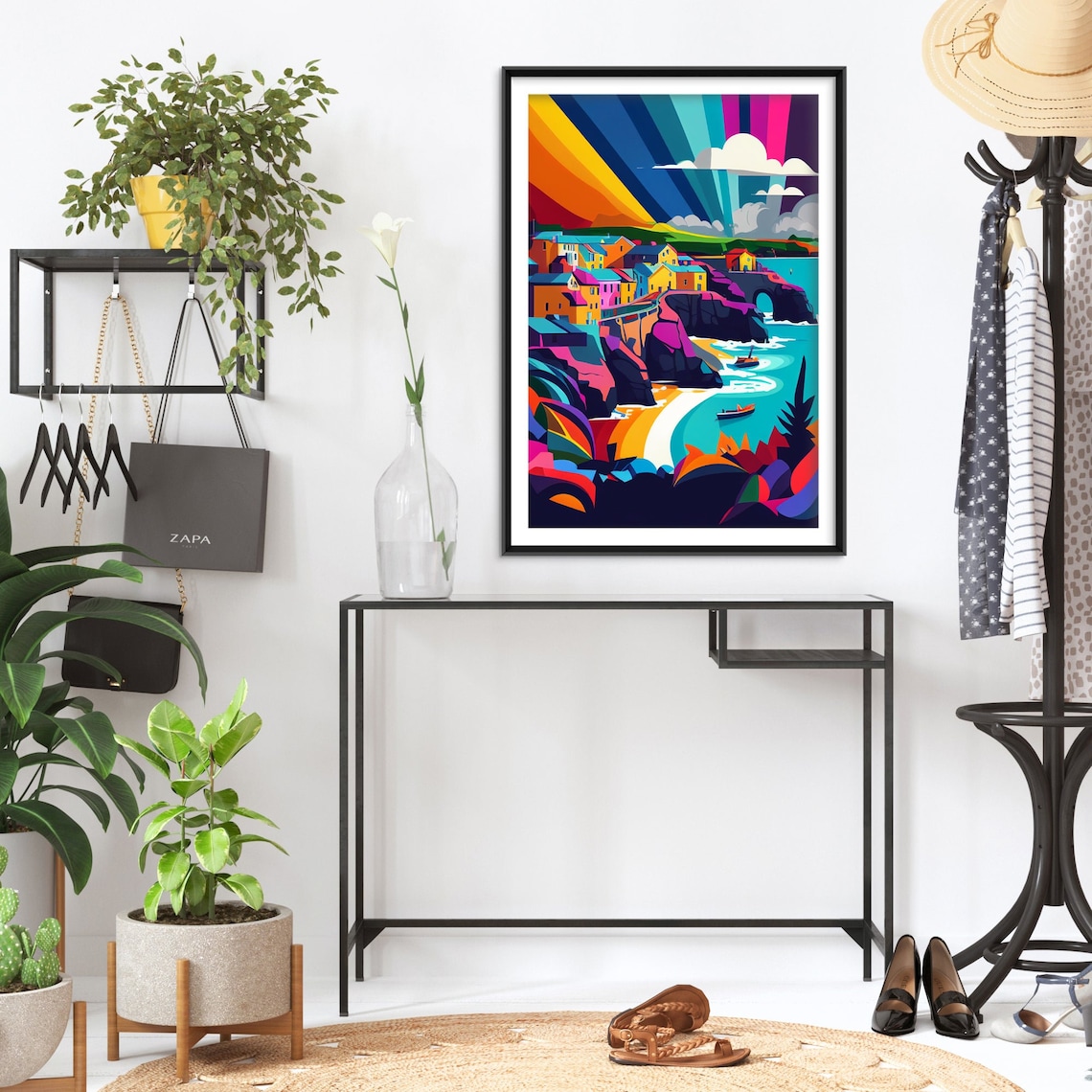 Cornwall Newquay Vibrant Colourful Art Print - Image 2