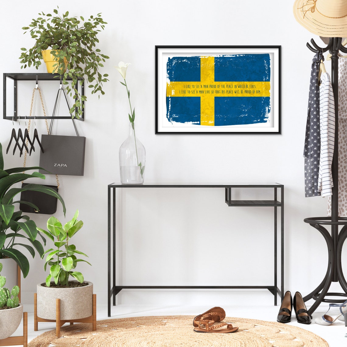Swedish Flag Quote Poster Distressed Vintage Flag National Pride Decor - Image 2
