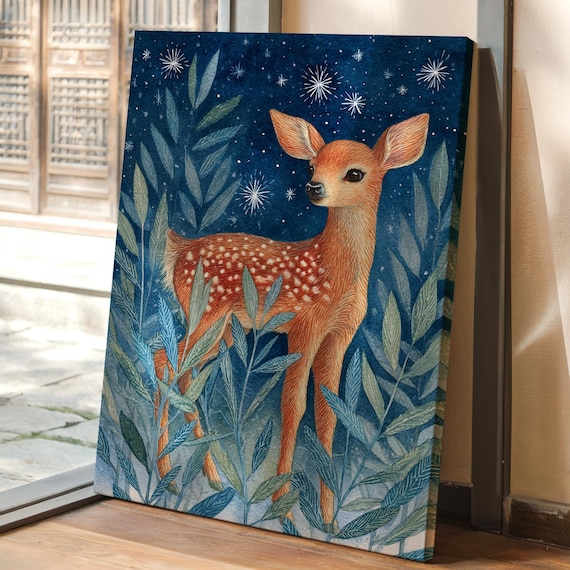 Fawn Under Starry Night Sky